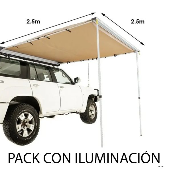 KIT Toldo lateral 2.5 m ancho x 2.5 m + ILUMINACIÓN